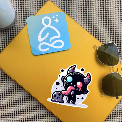 Creepy Cute Demon Licking Ghost Decal Weirdcore Horror Pastel Grunge Goth Vinyl Waterproof Sticker