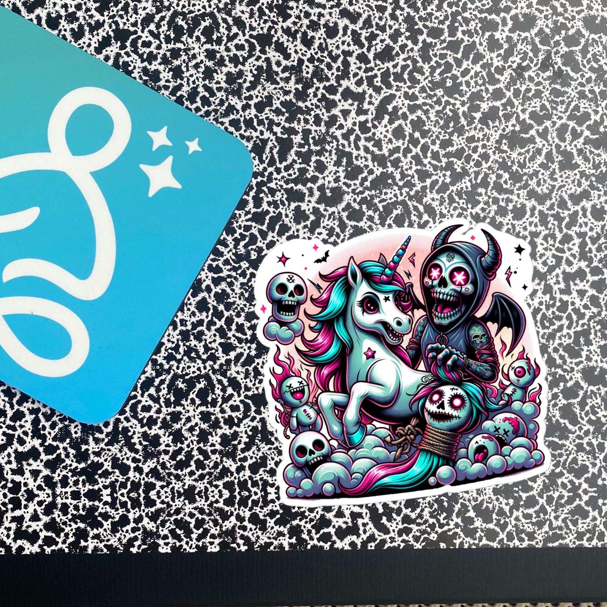Horror Unicorn vs Death Weirdcore Decal Creepy Pastel Goth Waterproof Vinyl Bubble-free Sticker