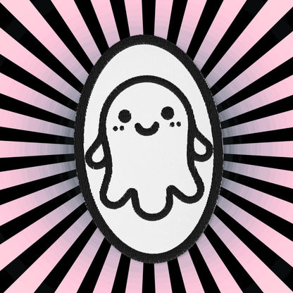 Creepy Cute Weirdcore Grunge Ghost Embroidered Iron On Sew On Patch White Background