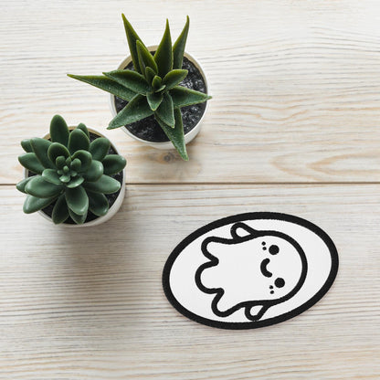 Creepy Cute Weirdcore Grunge Ghost Embroidered Iron On Sew On Patch White Background