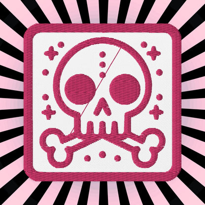 Spooky Cute Weirdcore Grunge Bubble Skull Pink Stitching Goth Embroidered Patch