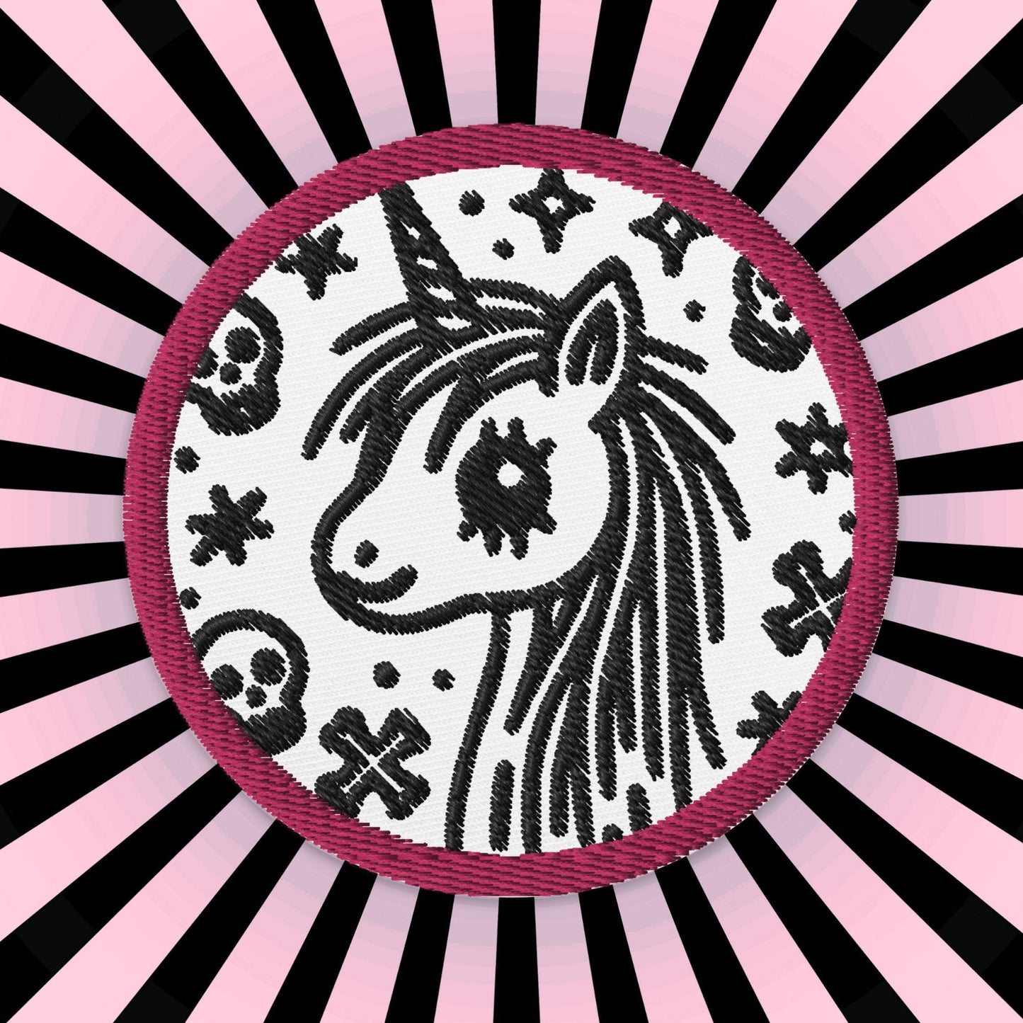 Creepy Weirdcore Grunge Goth Unicorn Embroidered Patch
