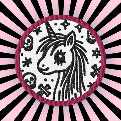Creepy Weirdcore Grunge Goth Unicorn Embroidered Patch