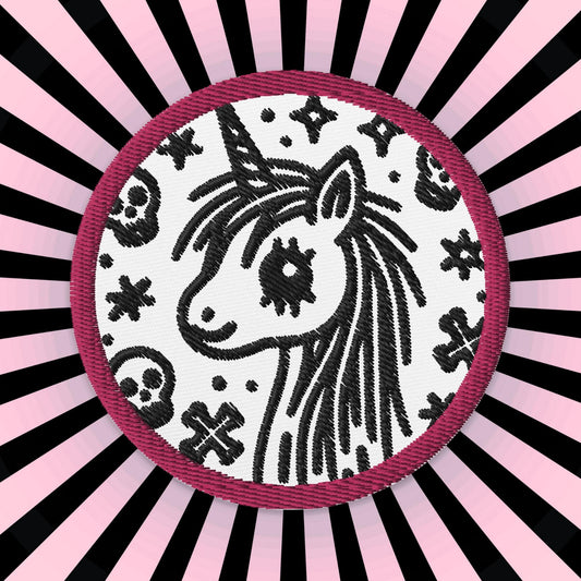 Creepy Weirdcore Grunge Goth Unicorn Embroidered Patch