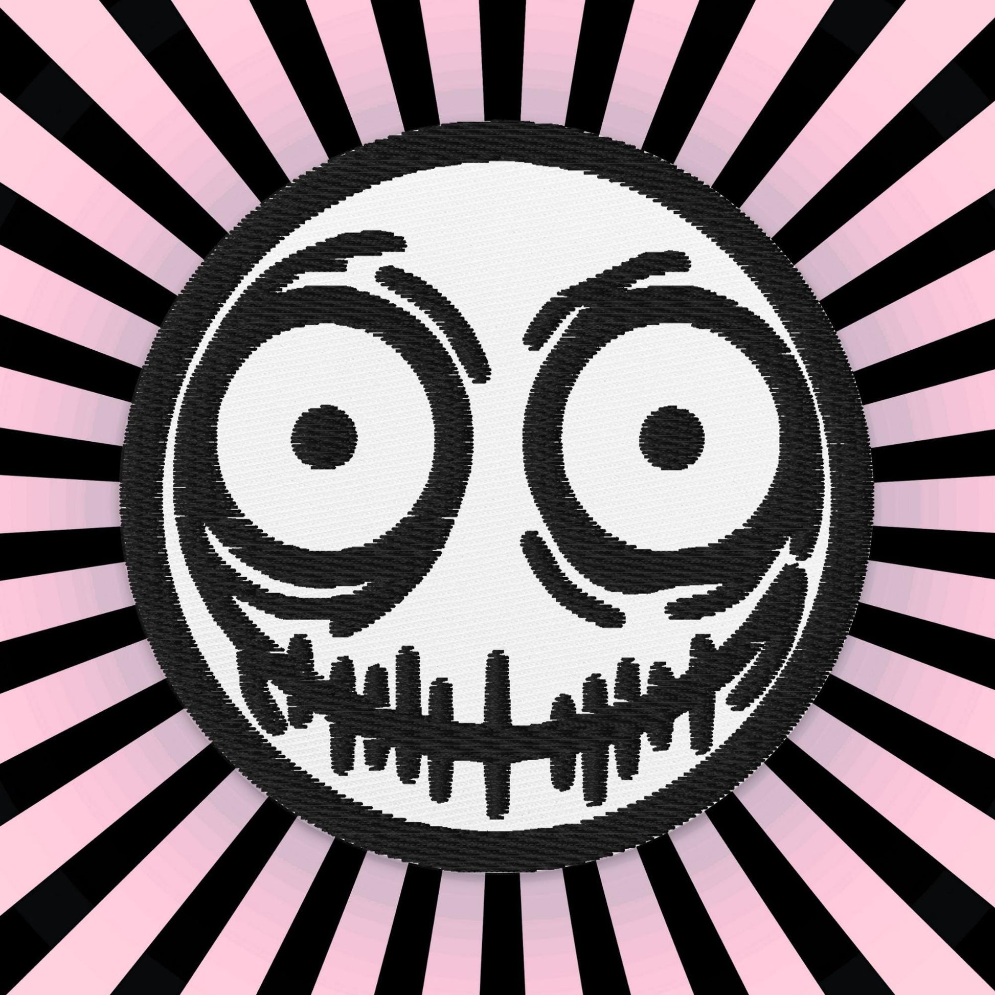 Creepy Ghoul Face Weirdcore Grunge Y2K Embroidered Patch Black Stitching