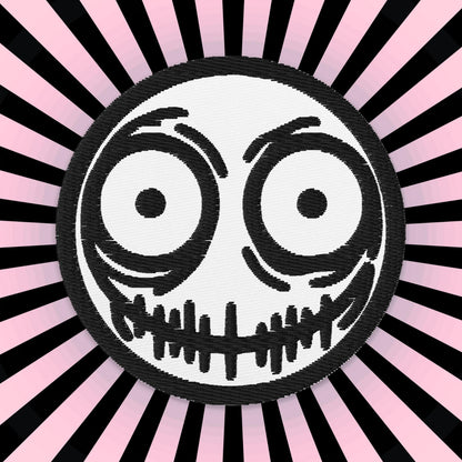 Creepy Ghoul Face Weirdcore Grunge Y2K Embroidered Patch Black Stitching