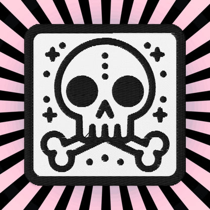 Spooky Cute Weirdcore Grunge Bubble Skull Goth Embroidered Patch
