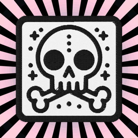 Spooky Cute Weirdcore Grunge Bubble Skull Goth Embroidered Patch