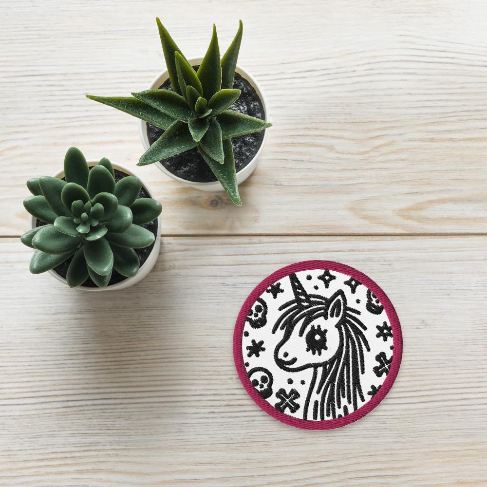 Creepy Weirdcore Grunge Goth Unicorn Embroidered Patch