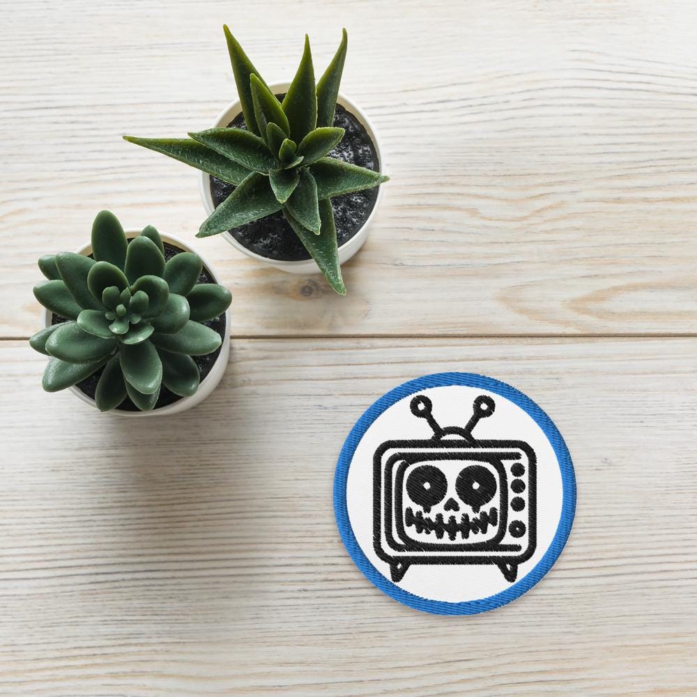 Grunge Weirdcore TV Head Embroidered Patch