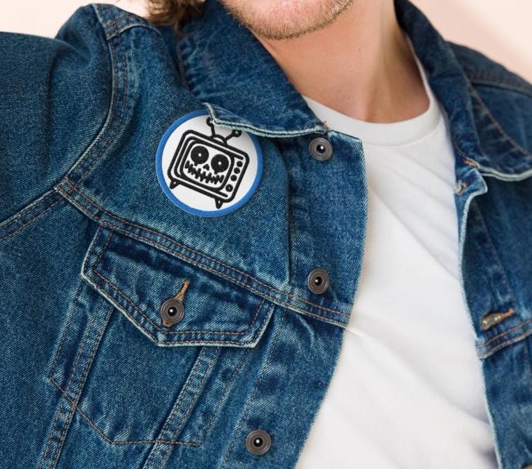 Grunge Weirdcore TV Head Embroidered Patch