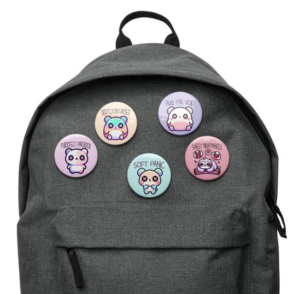 Trippy Weirdcore Mental Health Kawaii Pastel Goth Set of 5 Pin Buttons