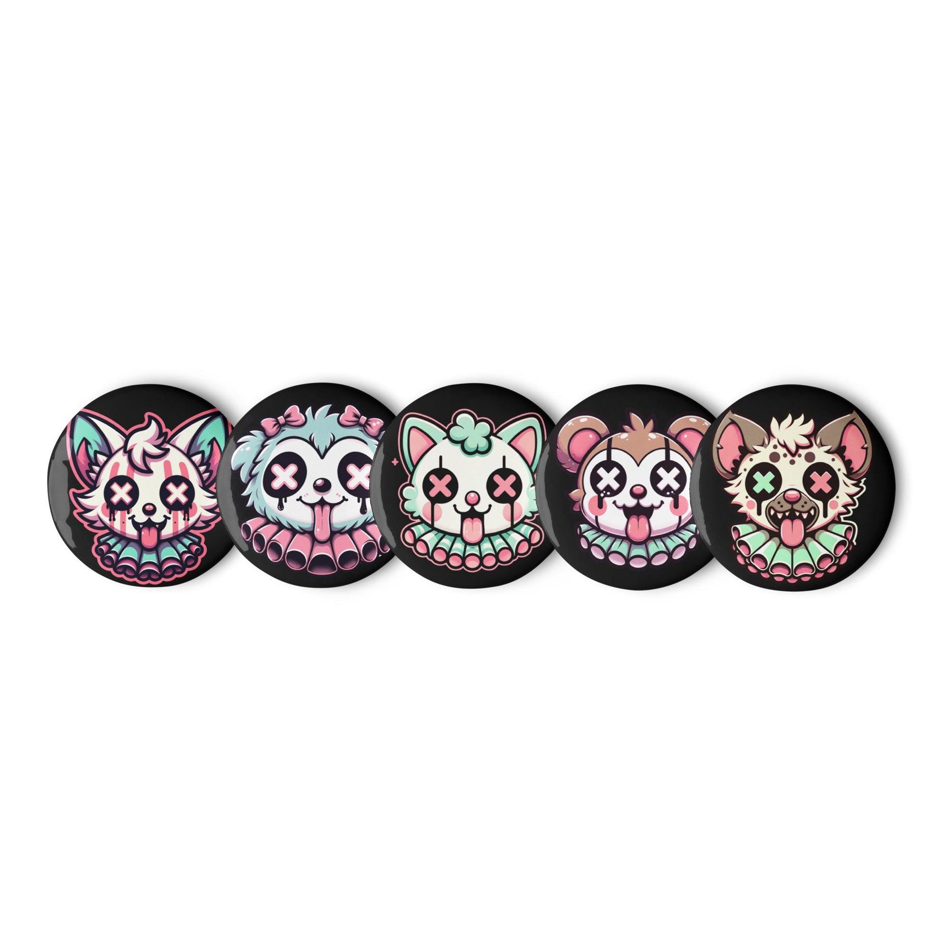 Trippy Clowncore Gore Animals Weirdcore Pastel Goth Clown Set of 5 Button Pins