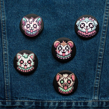 Trippy Clowncore Gore Animals Weirdcore Pastel Goth Clown Set of 5 Button Pins