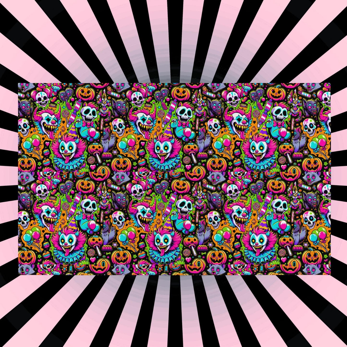 Decorative Weirdcore Neon Clowncore Flag Repeat Pattern