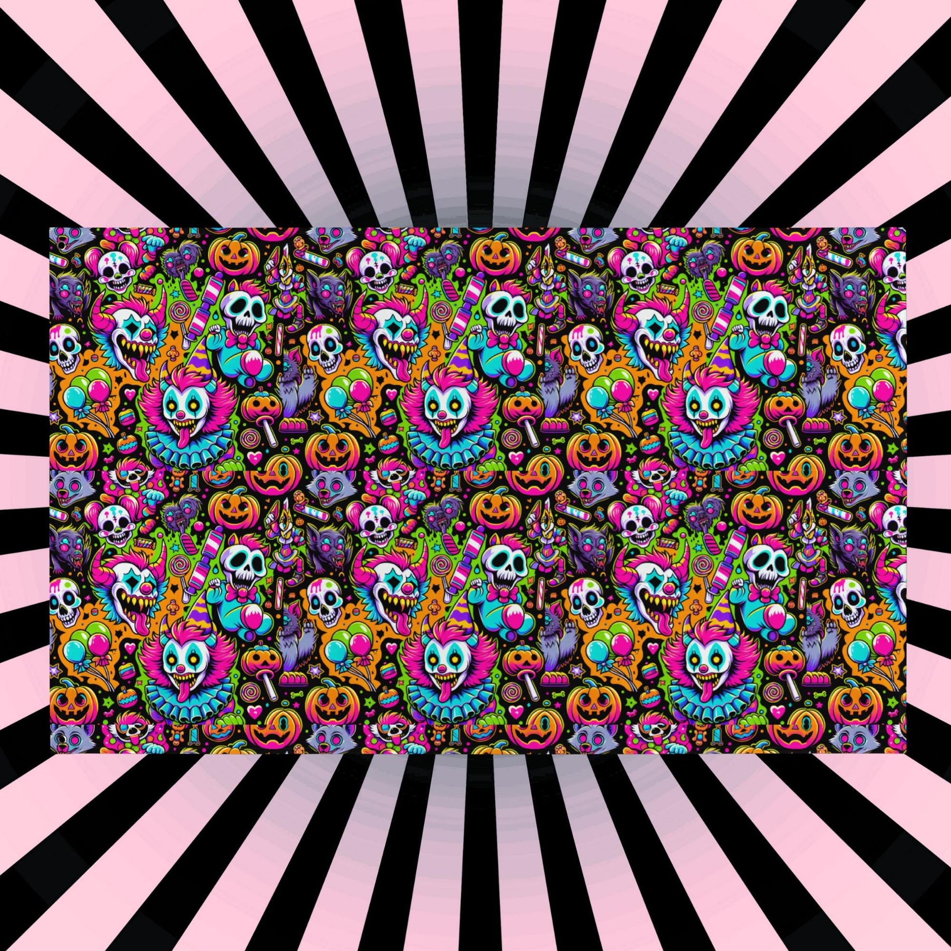 Decorative Weirdcore Neon Clowncore Flag Repeat Pattern