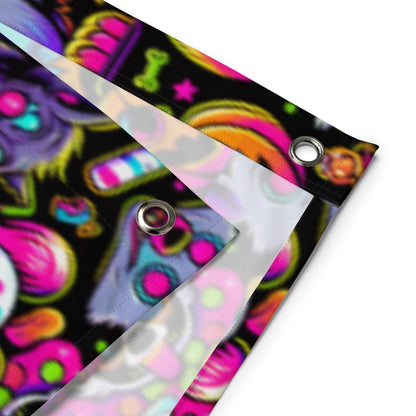 Decorative Weirdcore Neon Clowncore Flag Repeat Pattern Creepy Cute Clowns Kidcore Flag Gift