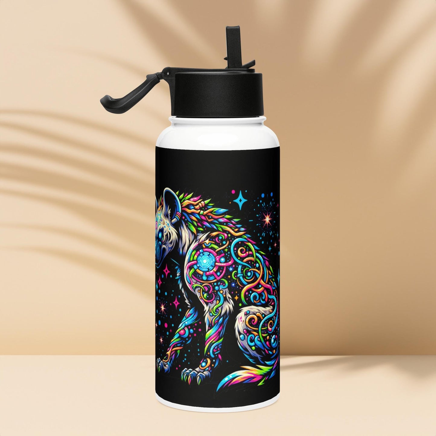 Magical Neon Goth Grunge Hyena Tumbler Stainless Steel Water Bottle with Straw & Lid