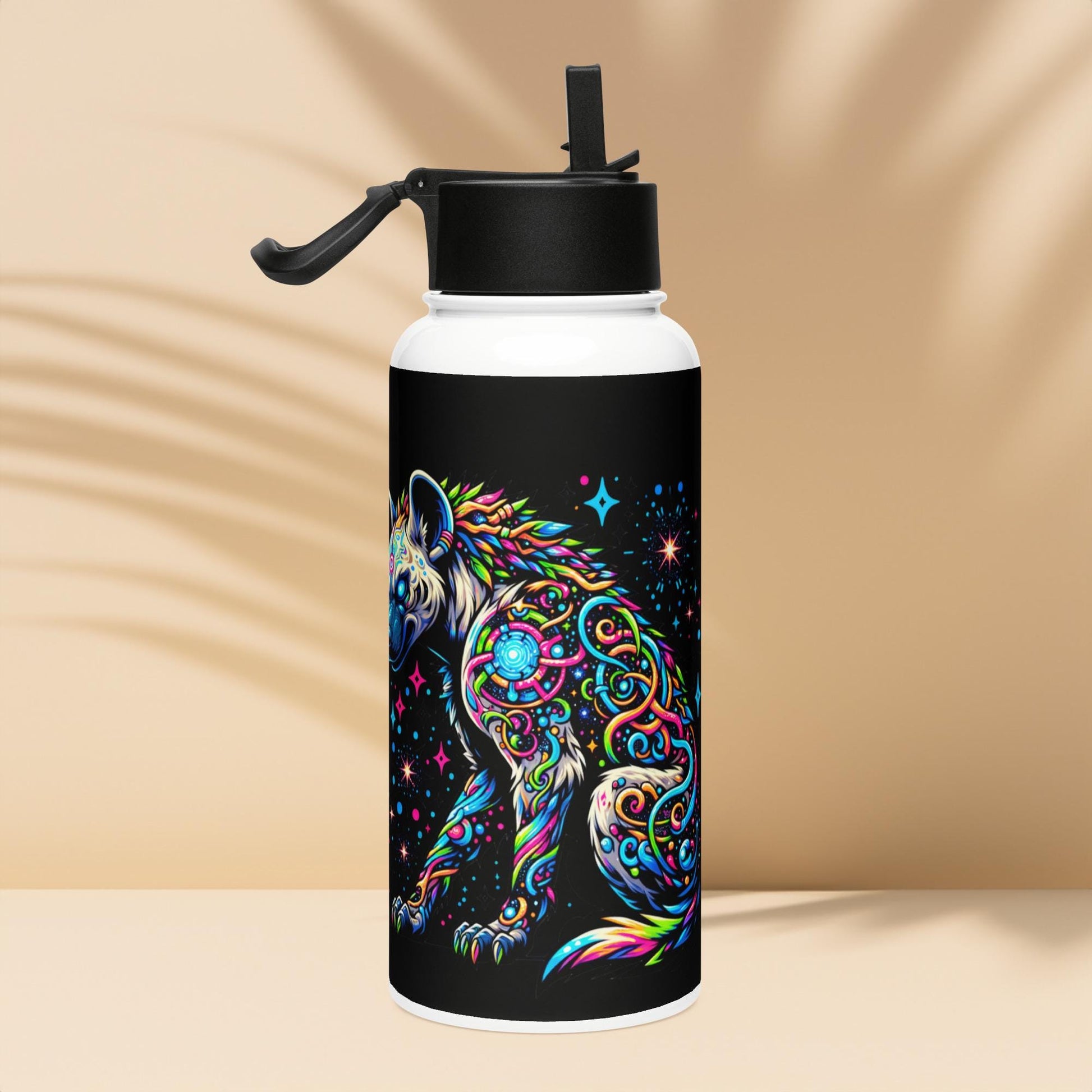 Magical Neon Goth Grunge Hyena Tumbler Stainless Steel Water Bottle with Straw & Lid