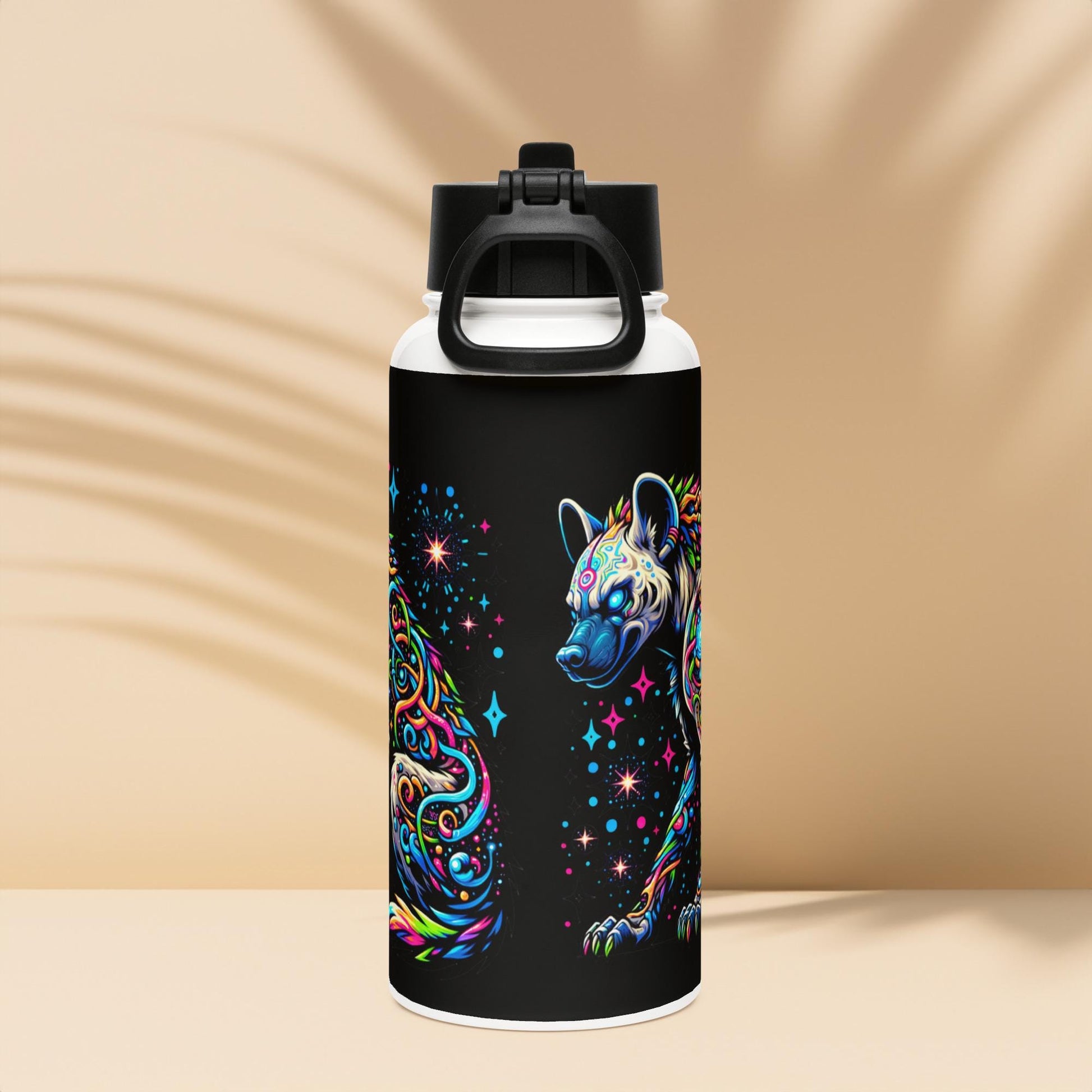 Magical Neon Goth Grunge Hyena Tumbler Stainless Steel Water Bottle with Straw & Lid