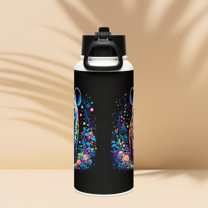 Enchanted Neon Goth Hyena Weirdcore Tumbler Stainless Steel Water Bottle with Straw & Lid