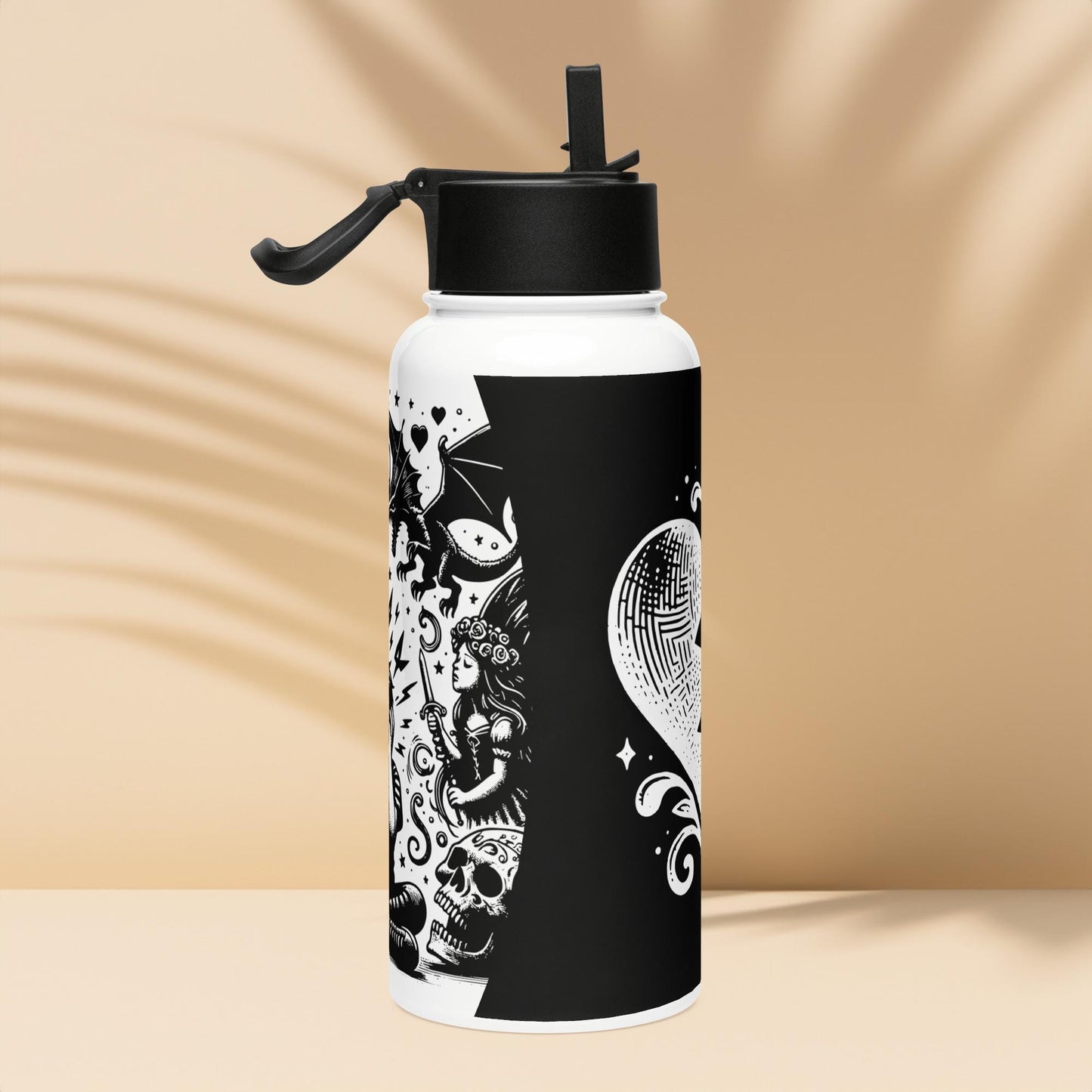 OutCry Goth Boy Screaming Broken Heart Grunge Tumbler Stainless Steel Water Bottle with Straw & Lid
