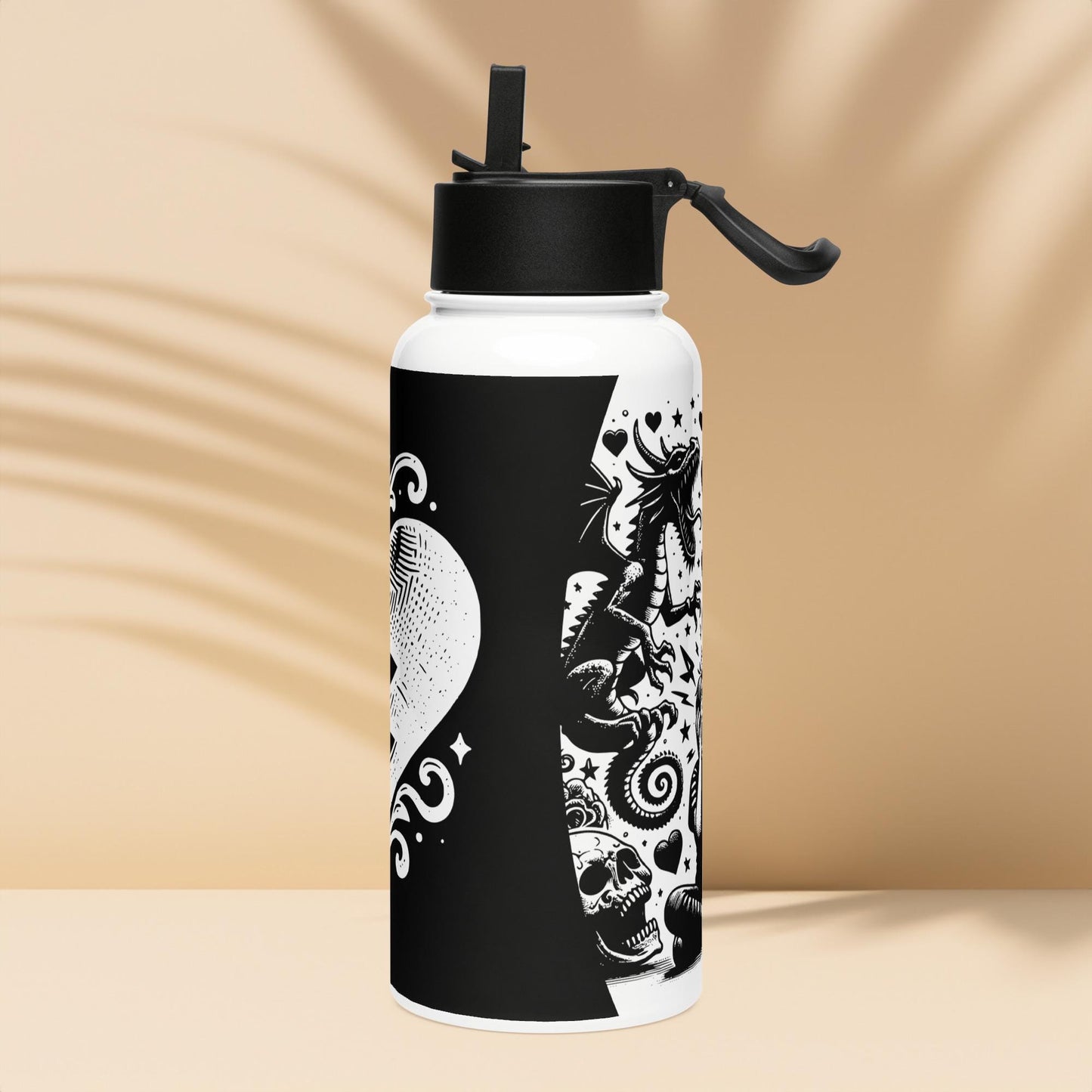OutCry Goth Boy Screaming Broken Heart Grunge Tumbler Stainless Steel Water Bottle with Straw & Lid