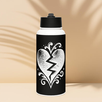 OutCry Goth Boy Screaming Broken Heart Grunge Tumbler Stainless Steel Water Bottle with Straw & Lid