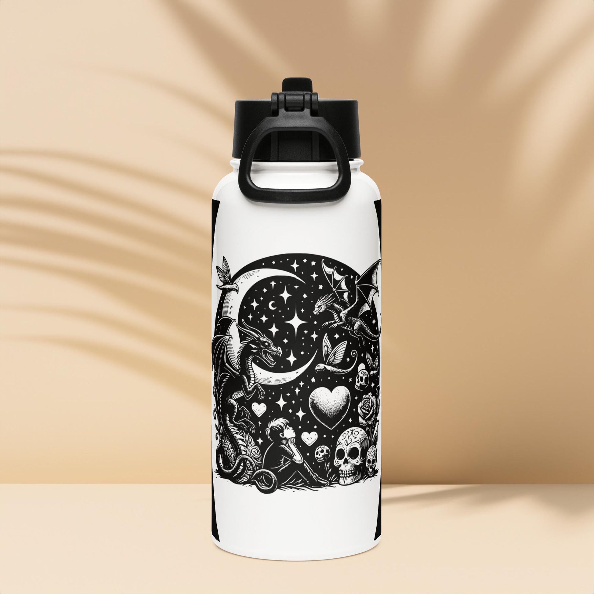Darkcore Gothic Grunge Boy Starry Goth Night Tumbler Stainless Steel Water Bottle with Straw & Lid