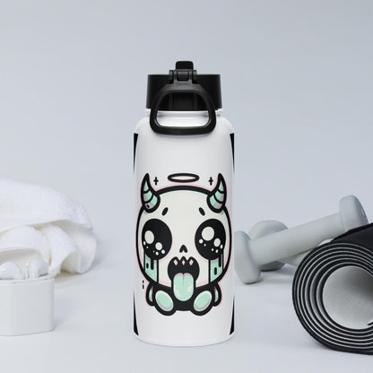 Creepy Cute Kawaii Pastel Grunge Weirdcore Demon Angel Stainless Steel Water Bottle with Straw & Lid