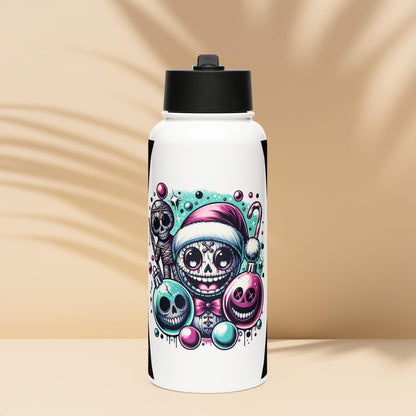 Creepy Weirdcore Christmas Demon Haunted Ornaments Grunge Goth Tumbler Stainless Steel Water Bottle with Straw & Lid