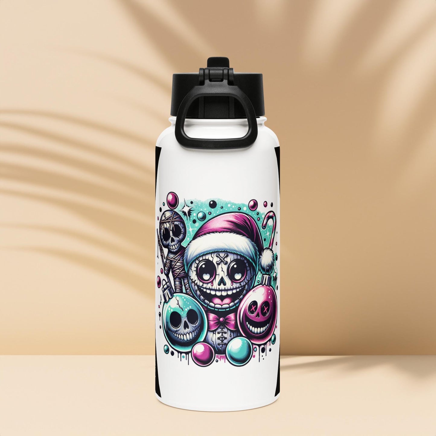 Creepy Weirdcore Christmas Demon Haunted Ornaments Grunge Goth Tumbler Stainless Steel Water Bottle with Straw & Lid