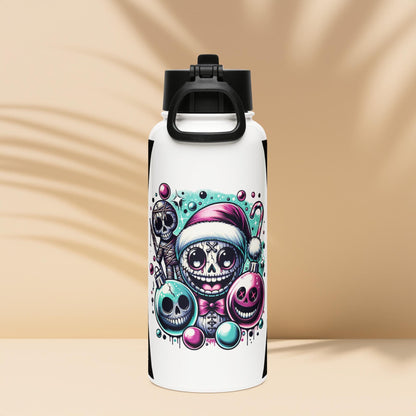 Creepy Weirdcore Christmas Demon Haunted Ornaments Grunge Goth Tumbler Stainless Steel Water Bottle with Straw & Lid