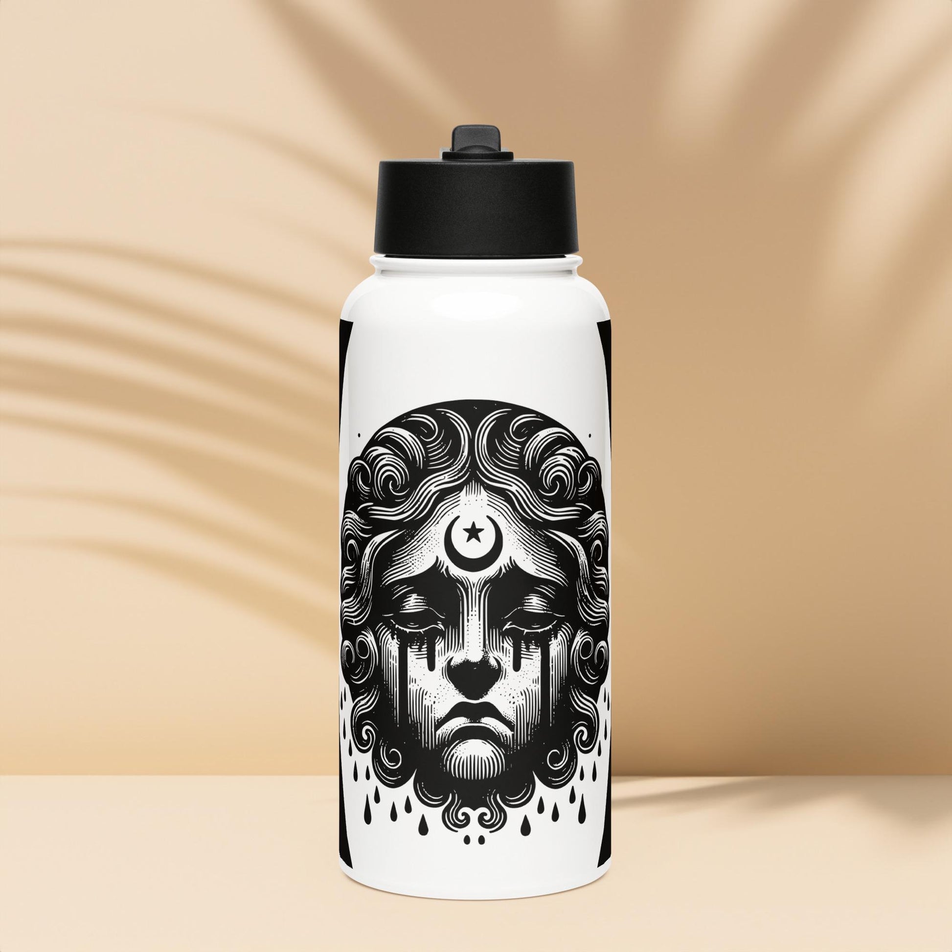 Goth Grunge Crying Cherub Darkcore Gothic Tumbler Stainless Steel Water Bottle with Straw & Lid
