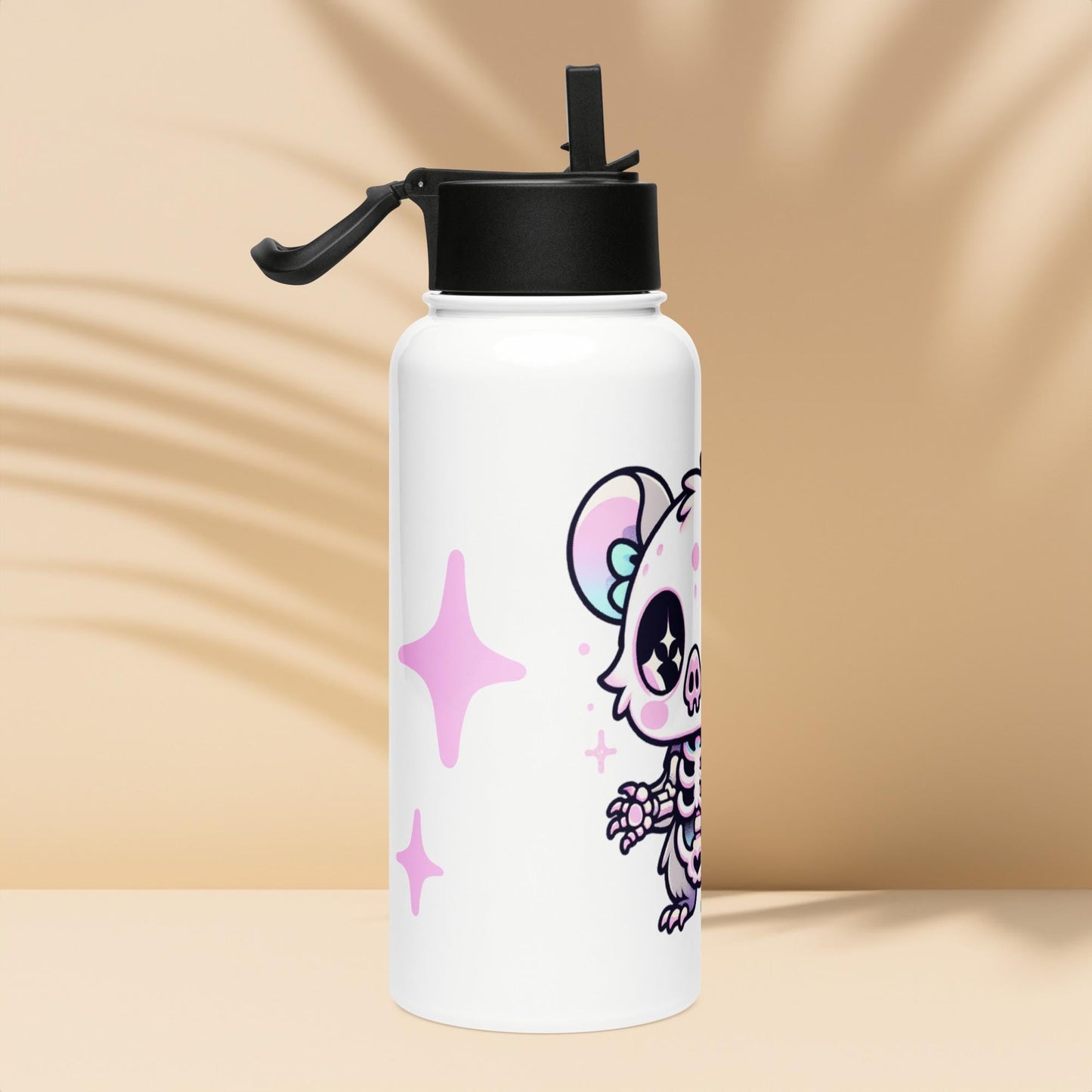 Creepy Cute Skeleton Weirdcore Pastel Grunge Opossum Tumbler Stainless Steel Water Bottle with Straw & Lid