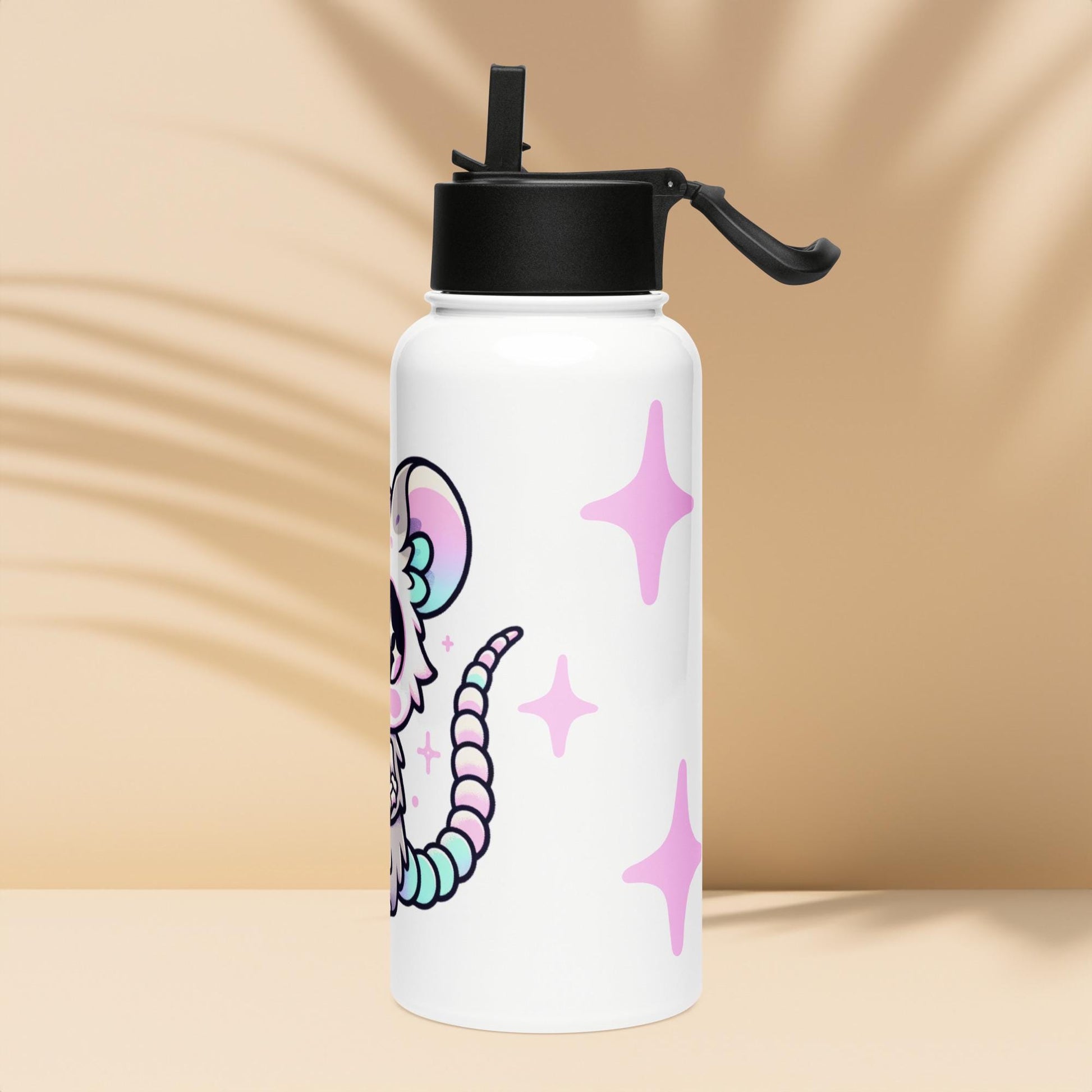 Creepy Cute Skeleton Weirdcore Pastel Grunge Opossum Tumbler Stainless Steel Water Bottle with Straw & Lid