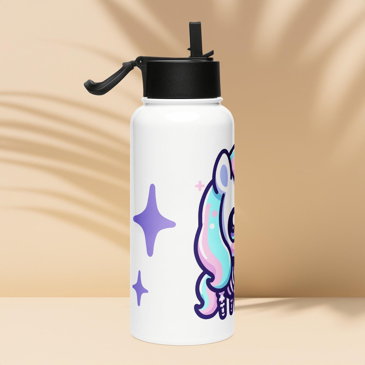 Creepy Cute Skeleton Weirdcore Pastel Grunge Unicorn Tumbler Stainless Steel Water Bottle with Straw & Lid