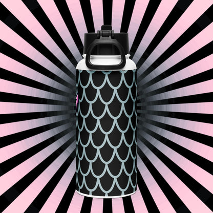 Creepy Cute Weirdcore Gore Mermade Grunge Pastel Goth Scale Pattern Stainless Steel Water Bottle with Straw & Lid