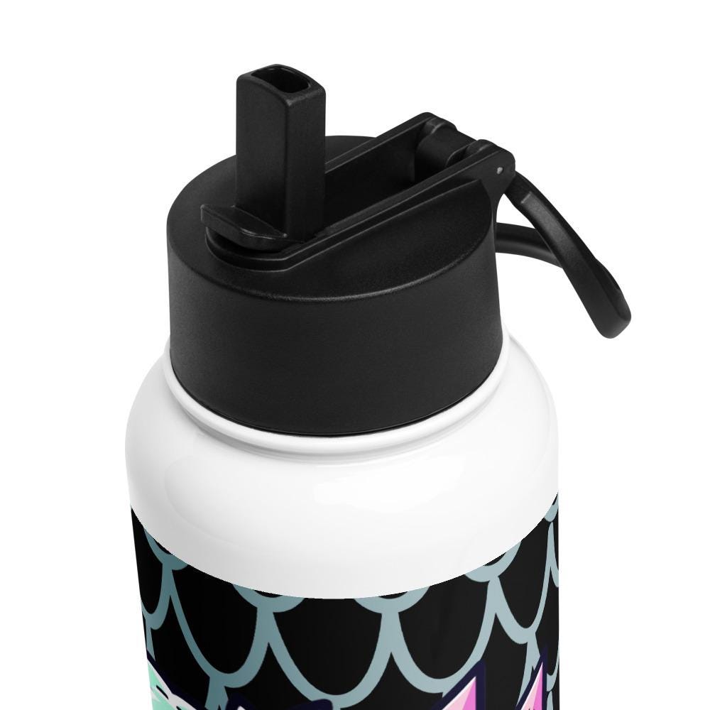 Creepy Cute Weirdcore Gore Mermade Grunge Pastel Goth Scale Pattern Stainless Steel Water Bottle with Straw & Lid