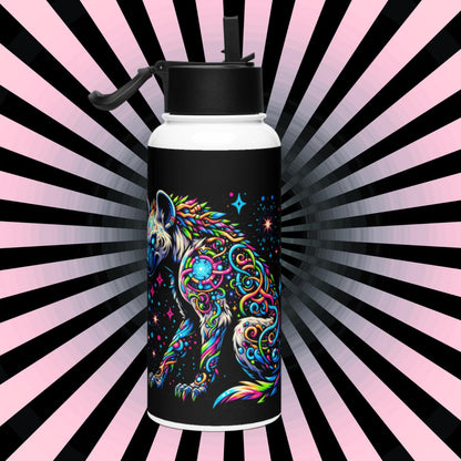 Magical Neon Goth Grunge Hyena Tumbler Stainless Steel Water Bottle with Straw & Lid