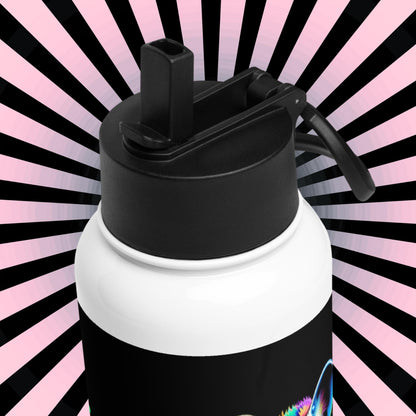 Enchanted Neon Goth Hyena Weirdcore Tumbler Stainless Steel Water Bottle with Straw & Lid