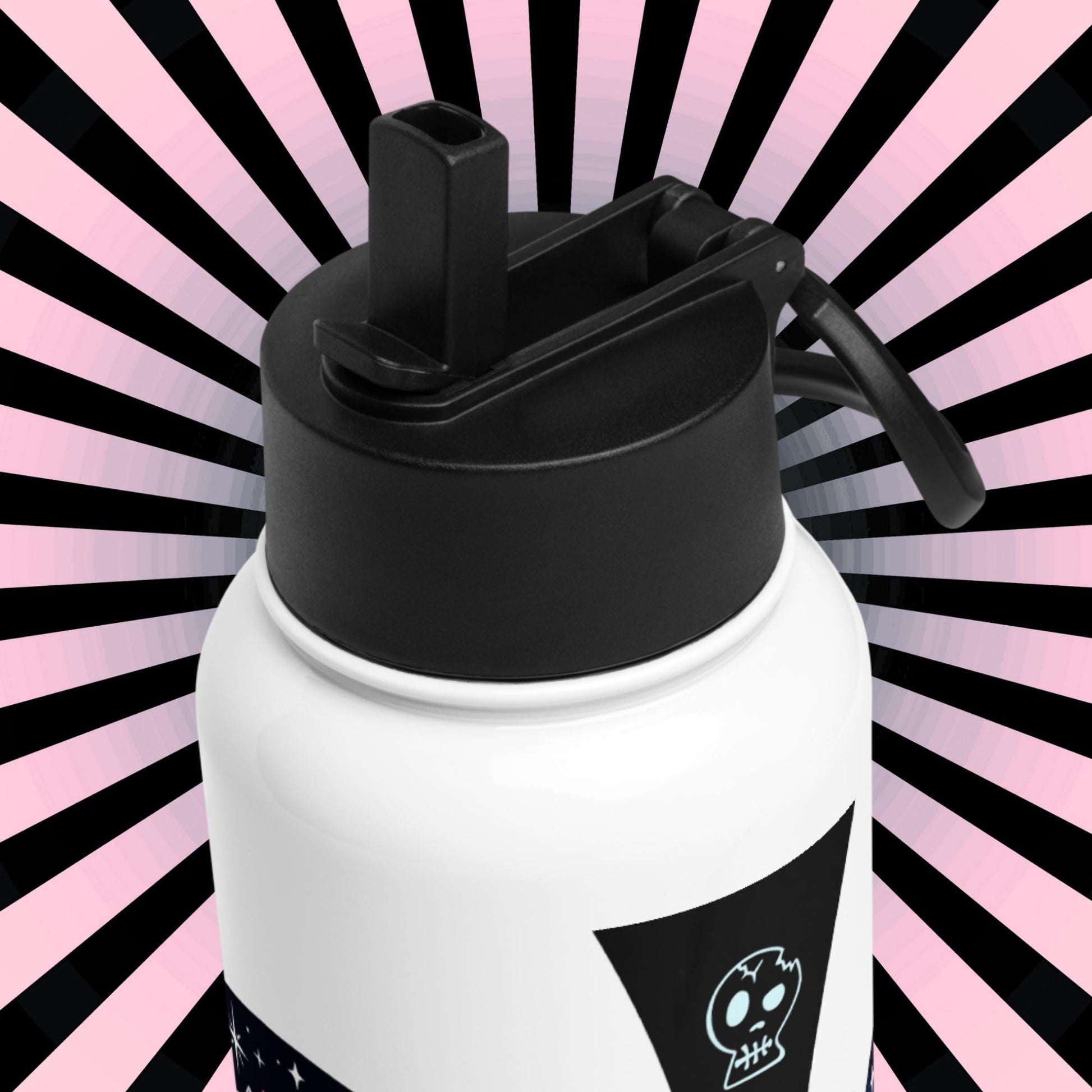 Creepy Cute Unicorn Santa Hat Grunge Pastel Goth Weirdcore Tumbler Stainless Steel Water Bottle with Straw & Lid