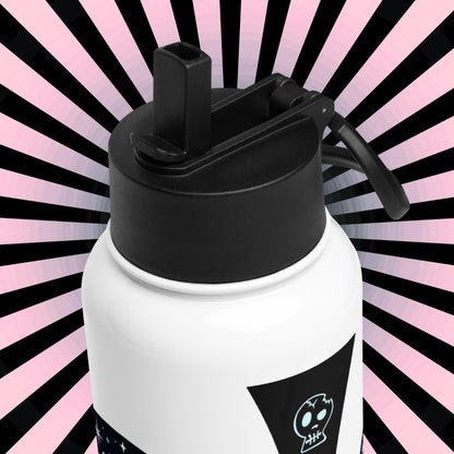 Creepy Cute Unicorn Santa Hat Grunge Pastel Goth Weirdcore Tumbler Stainless Steel Water Bottle with Straw & Lid