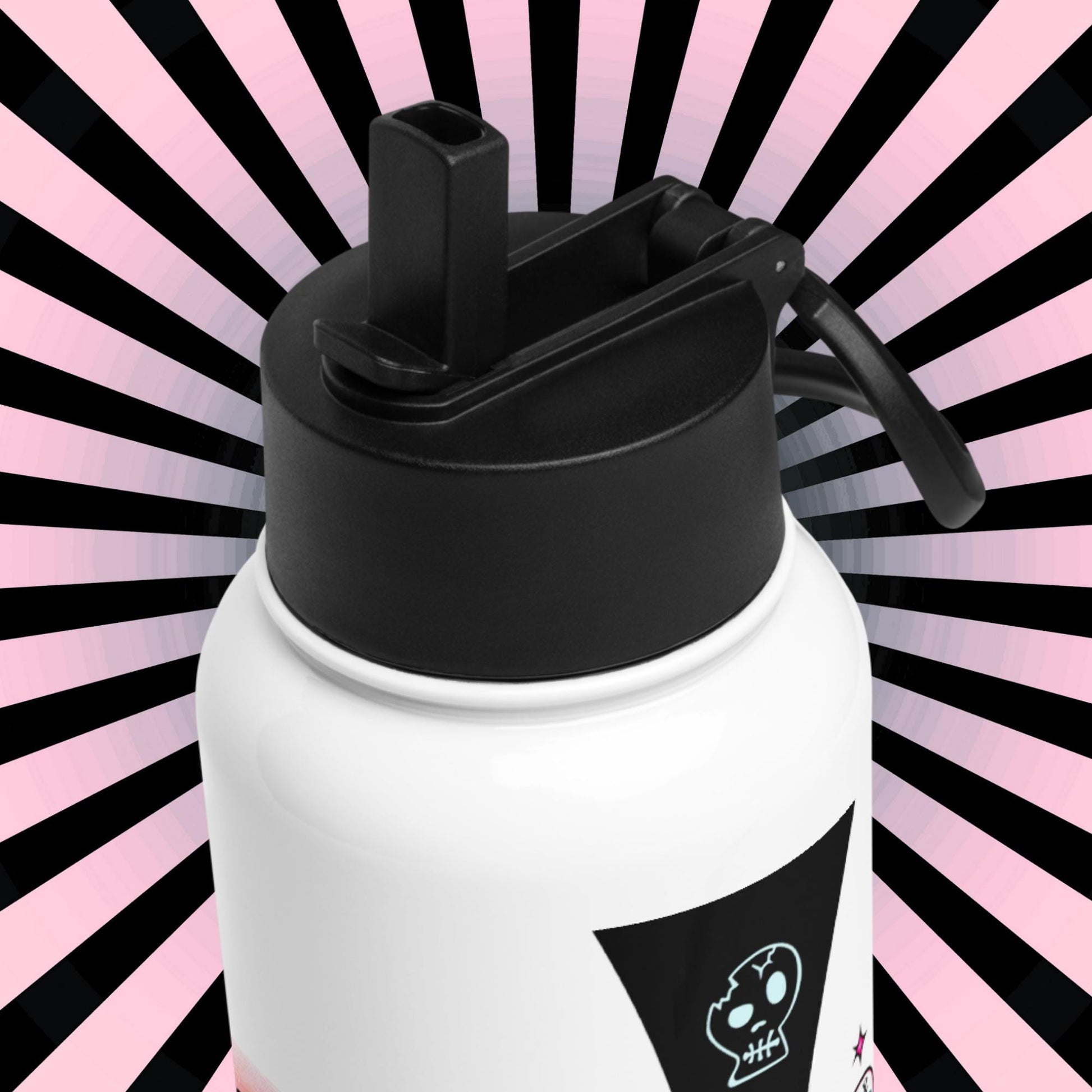 Creepy Horror Cute Weirdcore Unicorn Grim Reaper Battle Tumbler Stainless Steel Water Bottle with Straw & Lid