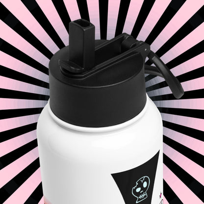 Creepy Horror Cute Weirdcore Unicorn Grim Reaper Battle Tumbler Stainless Steel Water Bottle with Straw & Lid