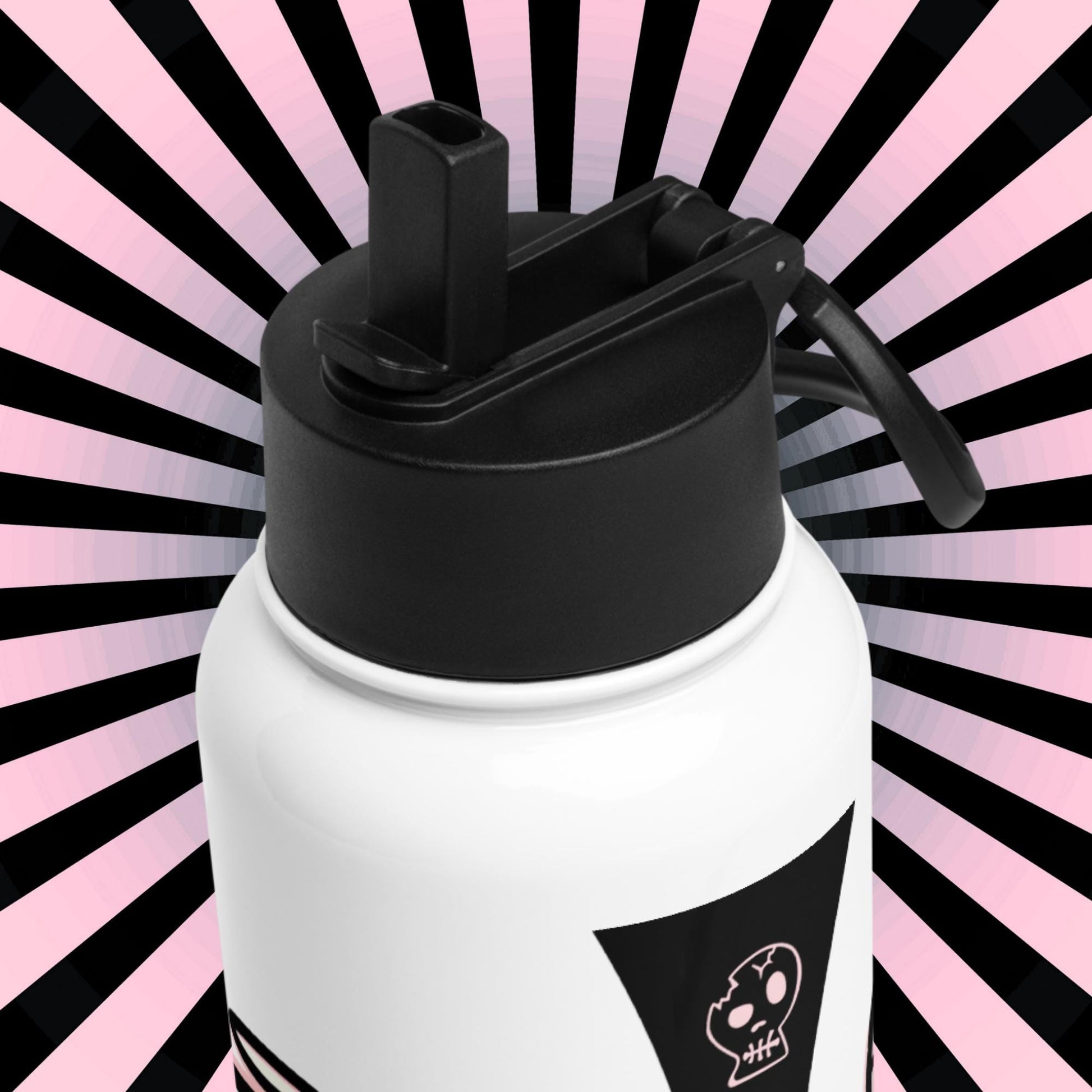 Creepy Cute Kawaii Pastel Grunge Weirdcore Demon Angel Stainless Steel Water Bottle with Straw & Lid