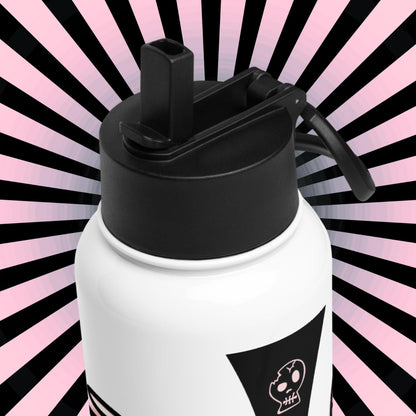 Creepy Cute Kawaii Pastel Grunge Weirdcore Demon Angel Stainless Steel Water Bottle with Straw & Lid