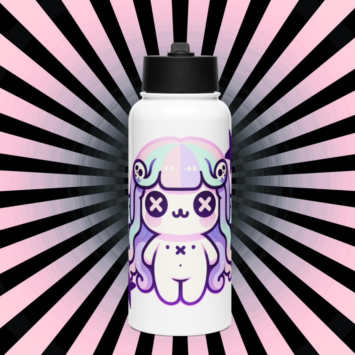 Creepy Cute Weirdcore Kawaii Medusa Pastel Goth Grunge Tumbler Stainless Steel Water Bottle with Straw & Lid