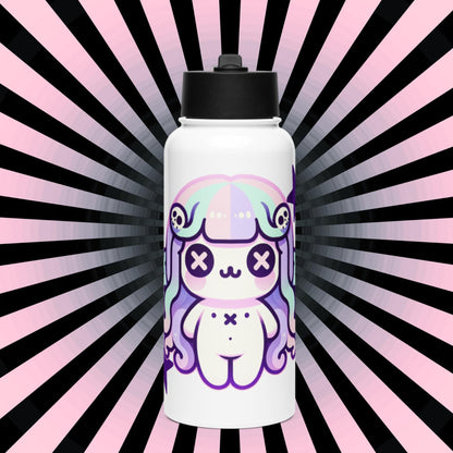 Creepy Cute Weirdcore Kawaii Medusa Pastel Goth Grunge Tumbler Stainless Steel Water Bottle with Straw & Lid