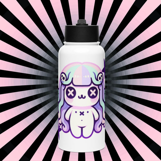 Creepy Cute Weirdcore Kawaii Medusa Pastel Goth Grunge Tumbler Stainless Steel Water Bottle with Straw & Lid